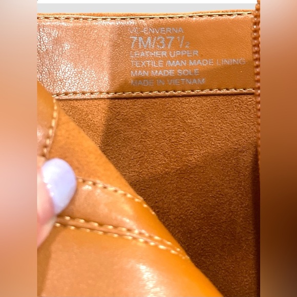 Vince Camuto Enverna Ankle Boots Women’s Size 7 Warm Caramel Leather Block Heel - Picture 7 of 8
